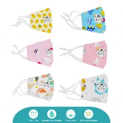 Cheekaaboo Children Reusable Cotton Face Mask Adjustable Earloop, Kids Washable Fabric Face Mask with PM2.5 Filter