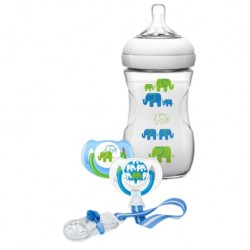 Philips Avent Natural Slow Flow Bottle Elephant Gift Set 9oz/260ml (Boy)