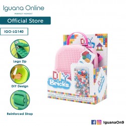 Iguana Online DIY Bricks LEGO Block Bag Backpack Slingbag with Customization (Pink)