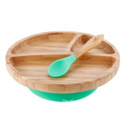 Avanchy Bamboo Suction Toddler Plate + Spoon