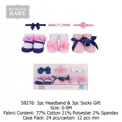 Hudson Baby Giftset 3pc Headband & 3pc Socks - 58276