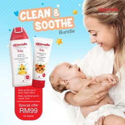[Bundle Promotion] Skincode Baby Gentle Hair & Body Wash 200ml & Baby Soothing Barrier Cream 75ml