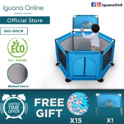 Iguana Online Baby Portable Game Fence with Free 15 Balls and Basket Ball Loop