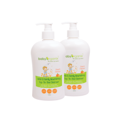 BabyOrganix Kids and Family Top To Toe Cleanser - Peach (Twin Pack) (400ml)