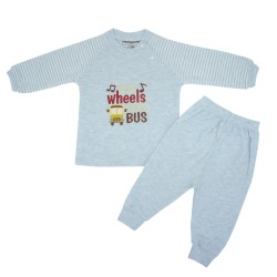 Trendyvalley Organic Cotton Baby Pyjamas Set (Bus Blue)