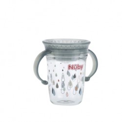 Nuby 360 Wonder Cup 1pk 240ml/8oz Twin Handle Tritan Printed (Grey)