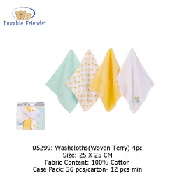 Luvable Friends Washcloths 4pk - Woven Terry 05299
