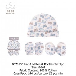 Luvable Friends Bebe Comfort Cap & Scratch Mitten 3pc set - BC73130