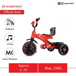Sweet Heart Paris Sport Multifunctional Mc Certificate Children Tricycle with Anti Skid Pedal (Red) - TCS77-RD