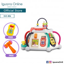 Iguana Online Baby Activity Musical Educational Toy Centre Musical Cube Play and Learning Toy with Lights and Sounds (White)