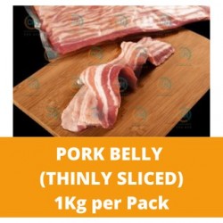 CN Frozen Pork Belly (Thinly Sliced) 1kg per Pack CN Frozen Frozen Meat Non Halal Shabu Shabu Steamboat BBQ