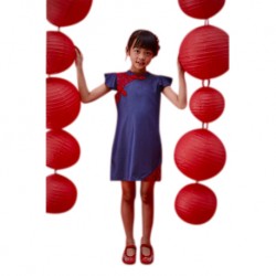 Kiwi Kiwi CNY Denim Cheongsam/Qipao with Lace for Kids (Blue)