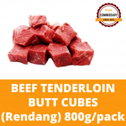 Halal Commissary Beef Tenderloin Butt Cubes (Rendang) 2.5cm x 2.5cm/cube 800g/pack (Sold per Pack)