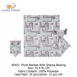 Luvable Friends Plush Blanket with Sherpa Backing - 40402