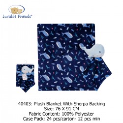 Luvable Friends Plush Blanket with Sherpa Backing - 40403