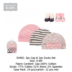 Hudson Baby 3pc Caps & 2pc Socks Set - 54492