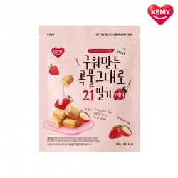 Korean Kemy Mini Grain Crispy Roll 21 Healthy Snacks (Strawberry)