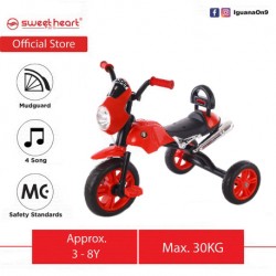 Sweet Heart Paris Sport Multifunctional MC CERTIFICATE Children Tricycle with Anti Skid Pedal TC386 (Red)