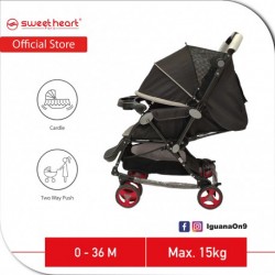 Sweet Heart Paris Aluminum 2 in 1 Pram Jogger Baby Stroller Baby Seat Travel Outdoor Rocker Cradle (Grey)