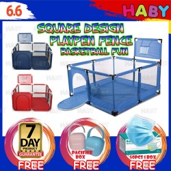 HABY Baby Guard Rail Kids Safety Square Play Fence with Basketball Loop Foldable Playpen Playard
