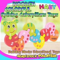 HABY Wooden Colorful Splicing Caterpillars Building Blocks Educational Toy