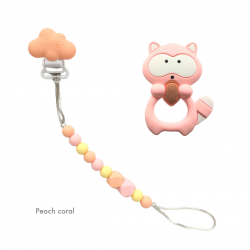 Teether Joy Peach Coral (Pink Raccoon)