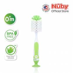 Nuby Bottle Brush with Interlocking Suction Bottom with Nipple Brush (1pc) - Green