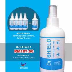 Dr Shield Non Alcohol Sanitizing Mist 250ml (Buy 4 Free 1)