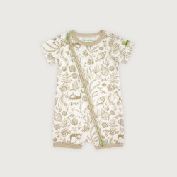 Hamako Tencel Zip Romper (Beige Ocean Prints)