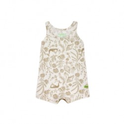 Hamako Tencel Sleeveless Romper Beige Ocean Prints
