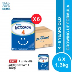 Nestlé Lactogrow 4 (4-6 Years Above) 1.3kg x 6 FREE Nestlé Lactogrow 4 (4-6 Years Above) 650g x 1