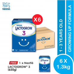 LACTOGROW 3 (1-3 Year Above) (1.3kg x 6 FREE 650g x 1)