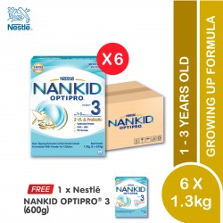 Nestlé Nankid Optipro 3 with 2'-FL (1-3 Years Above) 1.3kg x 6 FREE Nestlé Nankid Optipro 3 with 2'-FL (1-3 Years Above) 600g x 