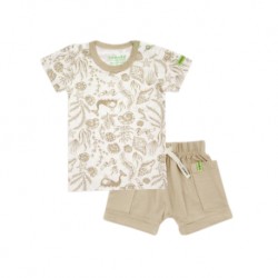 Hamako Tencel Kids Short Set (Beige Ocean Prints)