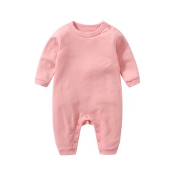 Akarana Baby Quality Newborn Baby Long Sleeve Bodysuit / Baby Sleepwear One-Piece Double Sided Dupion Cotton (Pink 9M)