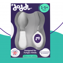 Doddl Children's Spoon and Fork for Toddler Mealtime and Self Feeding (Indigo)