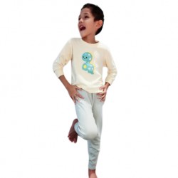 Trendyvalley 4-10Y Organic Cotton Pyjamas Long Sleeve and Long Pants SleepWear Dino Ziion (Green)
