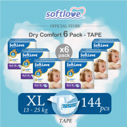 Softlove | DryComfort-Baby Diapers | XL size (TAPE) 6 pack Combo