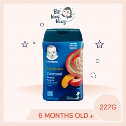 BB King Kong Gerber Fruit & Probiotic Infant Cereal Oatmeal Peach Apple 227G Container