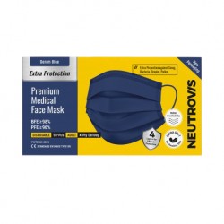 Neutrovis Premium/Military Extra Protection Ultra Soft Medical Face Mask 4ply (50pcs) - Suitable for Sensitive Skin - Denim Blue