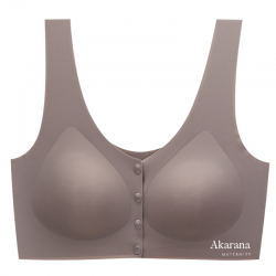 Akarana Baby Laser-Cut Basic Nursing Sleep & Yoga Bra For Breastfeeding Women Button Front Maternity Comfy Bralette (Brown)