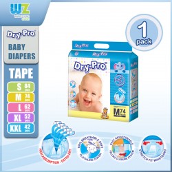 DryPro Baby Tape Diapers S84/M74/L62/XL52/XXL42 x 1 pack