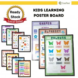 Kids Educational Preschool Learning Poster Board | Montessori Alphabet Shapes Colours Emotions Wall Chart | Laminated A3