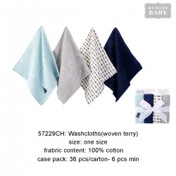 Hudson Baby Woven Terry Wash Cloths (4's/Pack) 57229