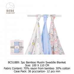 Bebe Comfort Bamboo Muslin Swaddle Blanket (3's Pack) BC51889