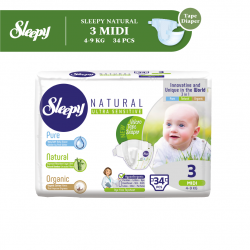 Sleepy Natural Baby Tape Diaper Midi M (4-10KG) 34s