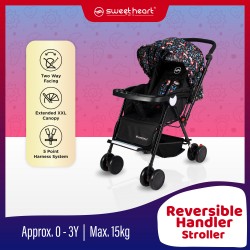 Sweet Heart Paris MALO 2 Way Push Elegant Baby Infant Stroller with Reversible Handler Bar (Newborn to 3 Years Old) (Jurassic Bl
