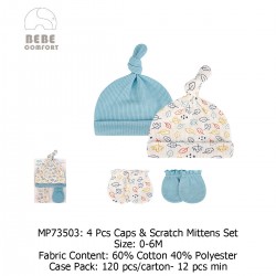 Bebe Comfort 4Pcs Caps & Scratch Mittens Set MP73503