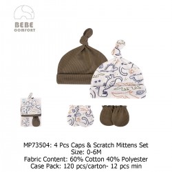 Bebe Comfort 4Pcs Caps & Scratch Mittens Set MP73504