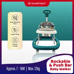 Sweet Heart Paris BW3611P Multifunctional Rock-able Baby Walker With Push Bar For Different Age Groups (Blue)